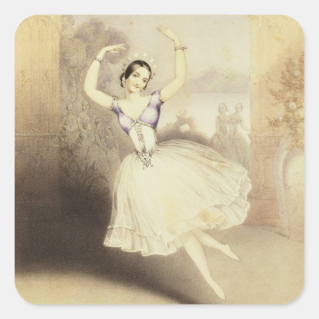 Sticker Carré Carlotta Grisi (1819-99) dans le ballet du Peri (Devant)