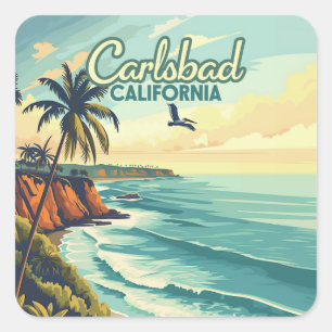 Sticker Carré Carlsbad California San Diego Vintage