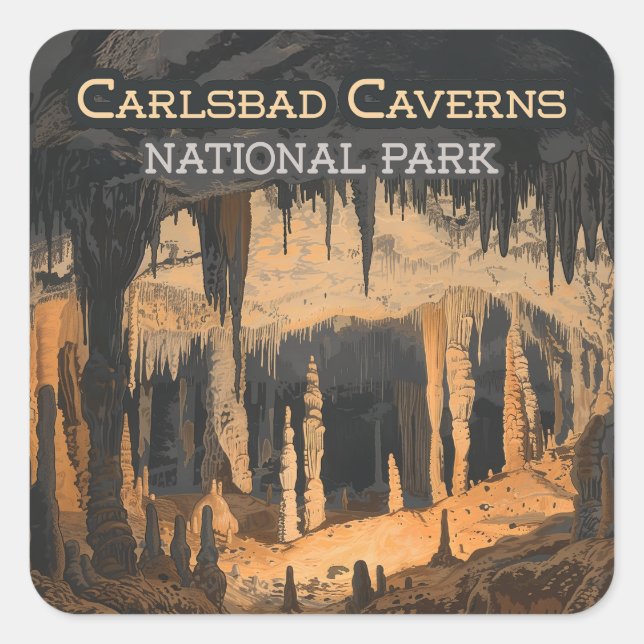 Sticker Carré Carlsbad Cavernes Parc national Nouveau-Mexique (Devant)