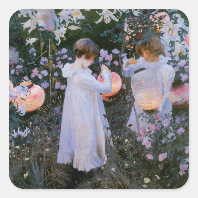 Sticker Carré Carnation, Lily, Lily, Rose (Devant)