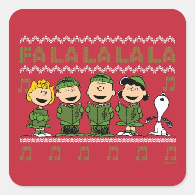 Sticker Carré Caroling Christmas Sweater Graphic (Devant)