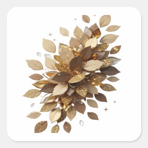 Sticker Carré Carré Argent FEUILLES D'OR Vinyl Style