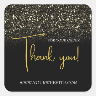 Sticker Carré Carré Black & Gold Custom Business Merci