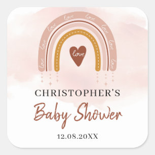 Sticker Carré carré Boho Blush Pink Rainbow