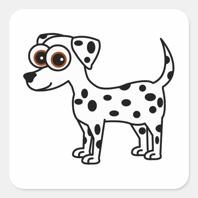 Sticker Carré Carré caricature de la Dalmatie mignonne (Devant)