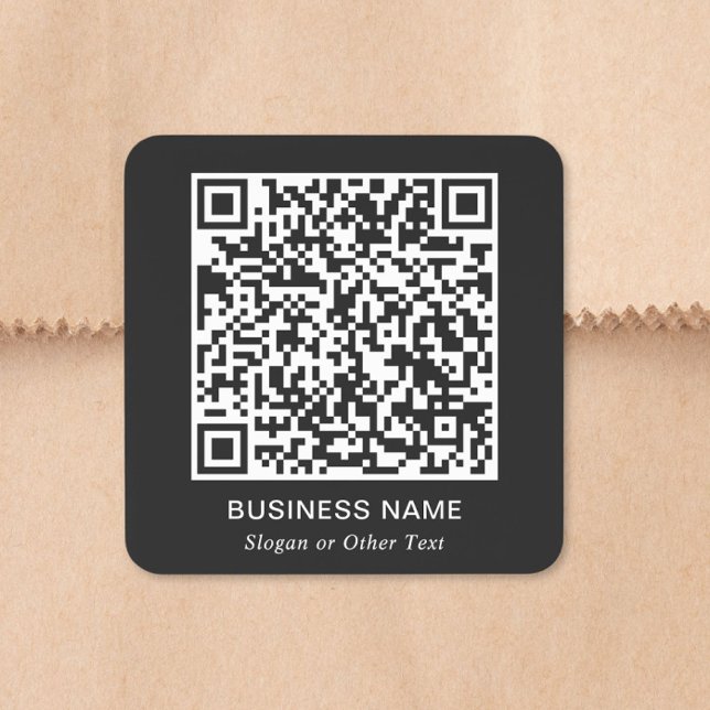 Sticker Carré Carré Commercial Code QR Noir (QR Code Business Square Black Square Sticker)