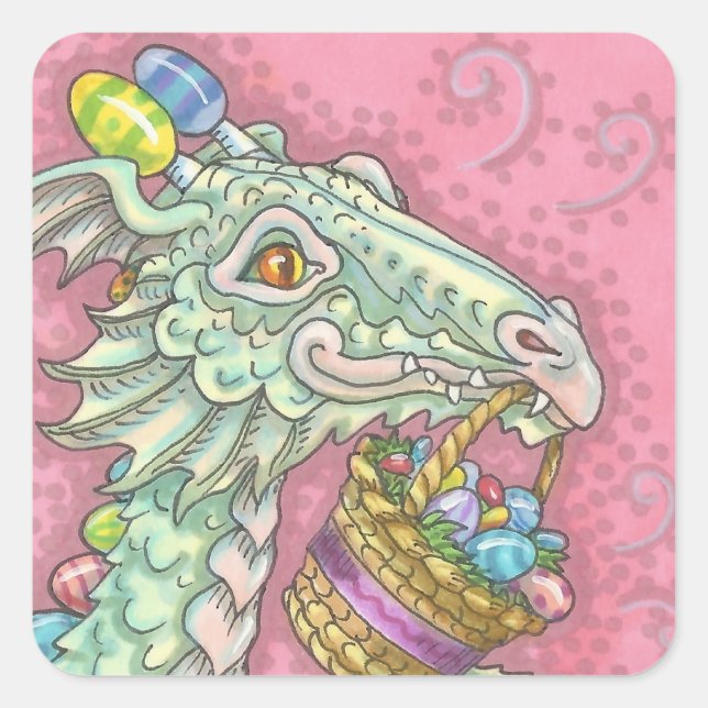 Sticker Carré Carré de feuille IMAGINAIRE EASTER EGG DRAGON STIC (Devant)