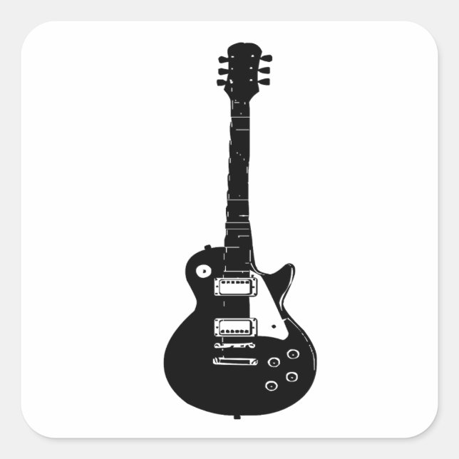 Sticker Carré Carré de guitare électrique et acoustique Rock and (Devant)