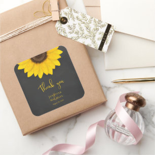 Sticker Carré carré de mariage campagnard rustique tournesol