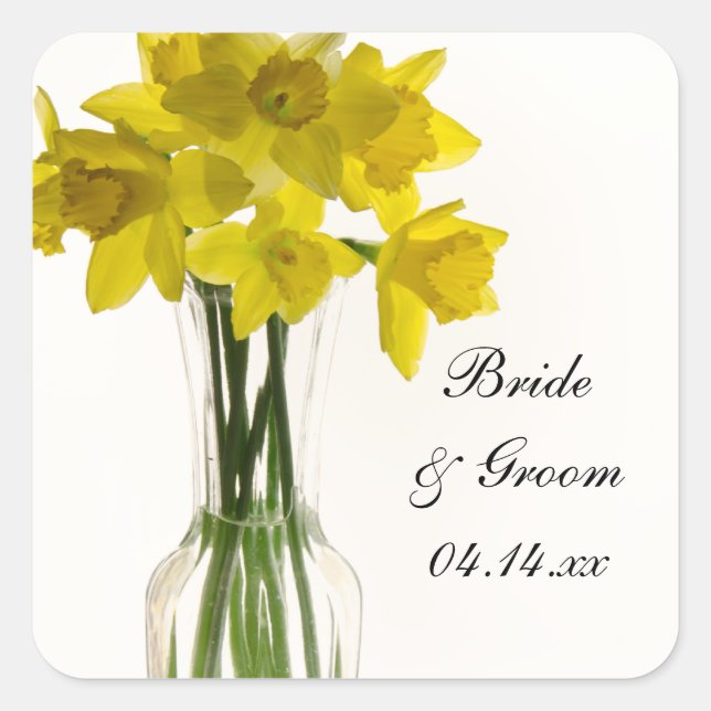 Sticker Carré Carré Mariage Daffodils Jaunes (Devant)