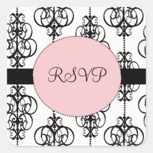 Sticker Carré Carré rose chandelier RSVP Mariage Enveloppe sceau