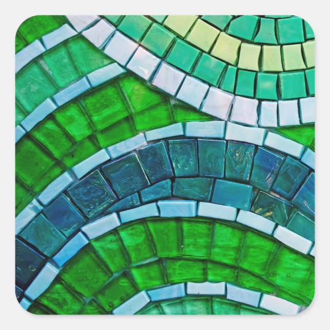 Sticker Carré Carreaux de mosaïque verte (Devant)