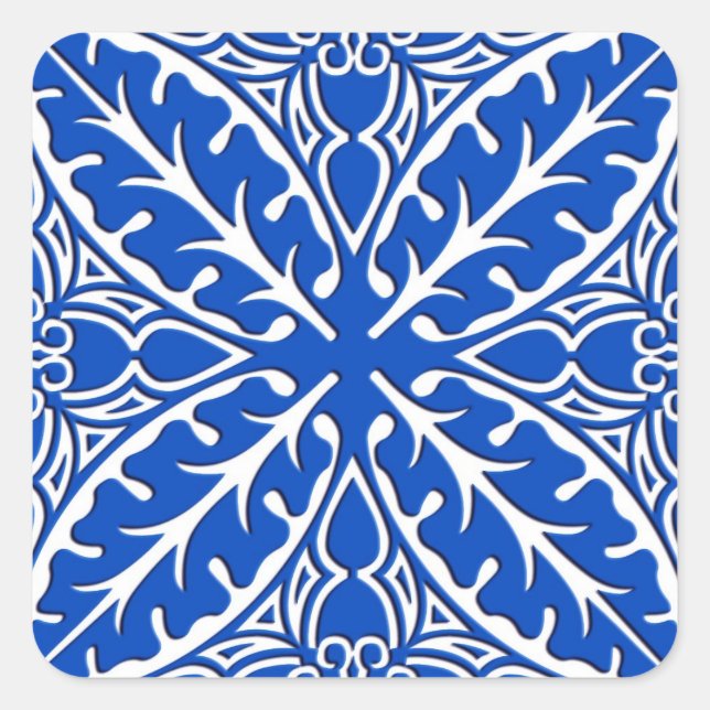 Sticker Carré Carreaux marocains - bleu cobalt et blanc (Devant)