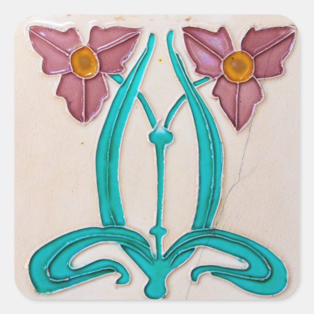 Sticker Carré Carrelage Art Nouveau Majolica (Devant)