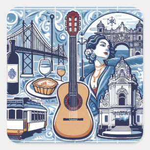 Sticker Carré Carrelage bleu sur Lisbonne et la culture portugai