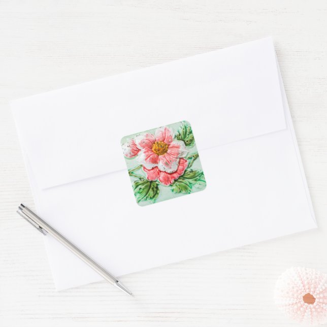 Sticker Carré Carrelage floral vintage (Enveloppe)