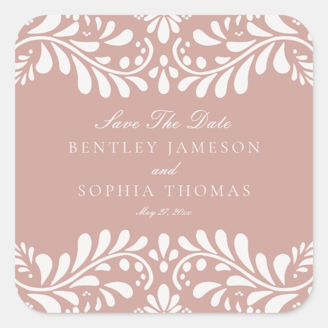 Sticker Carré Carrelage Talavera rose Espagnol Mariage Fiesta En (Devant)