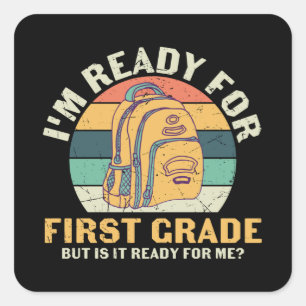 Sticker Carré Cartable Première Année Premier Jour d'École Cadea