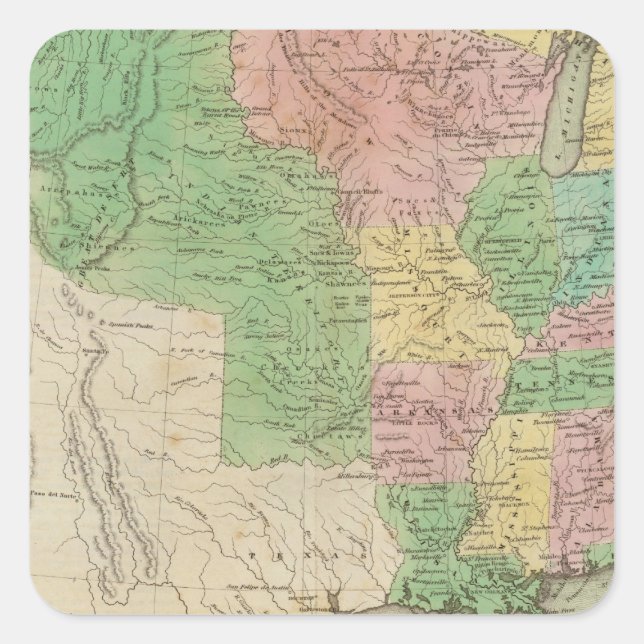 Sticker Carré Carte 2 des États-Unis (Devant)