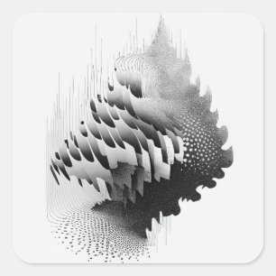 Sticker Carré Carte Arbre Abstraite B&W Surreal Optical Illusion