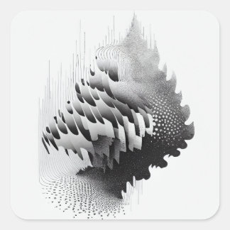 Sticker Carré Carte Arbre Abstraite B&W Surreal Optical Illusion