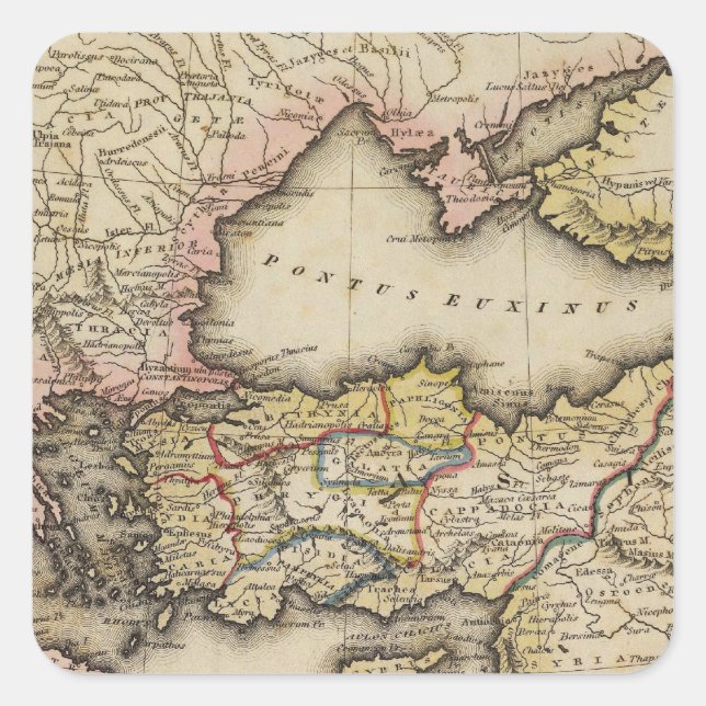 Sticker Carré Carte Atlas du Moyen-Orient (Devant)
