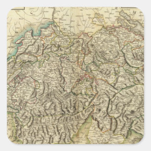 Sticker Carré Carte Atlas Suisse - Suisse