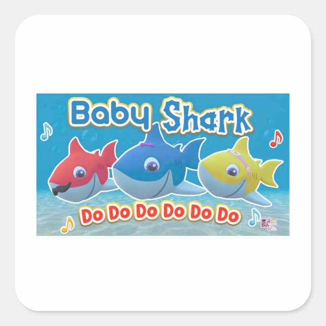 Sticker Carré Carte bébé requin 2025 (Devant)