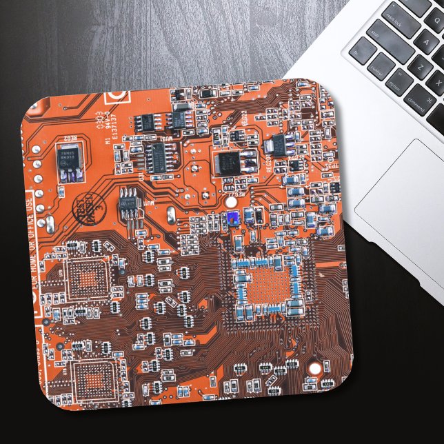 Sticker Carré Carte circuit imprimé circuit orange PCB (Créateur téléchargé)