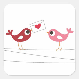 Sticker Carré Carte d'amour pour les oiseaux