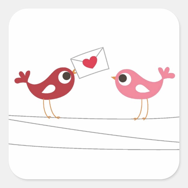 Sticker Carré Carte d'amour pour les oiseaux (Devant)