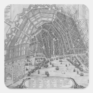 Sticker Carré Carte d'Amsterdam, 1662