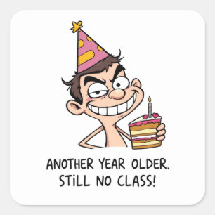 Sticker Carré Carte d'anniversaire drôle