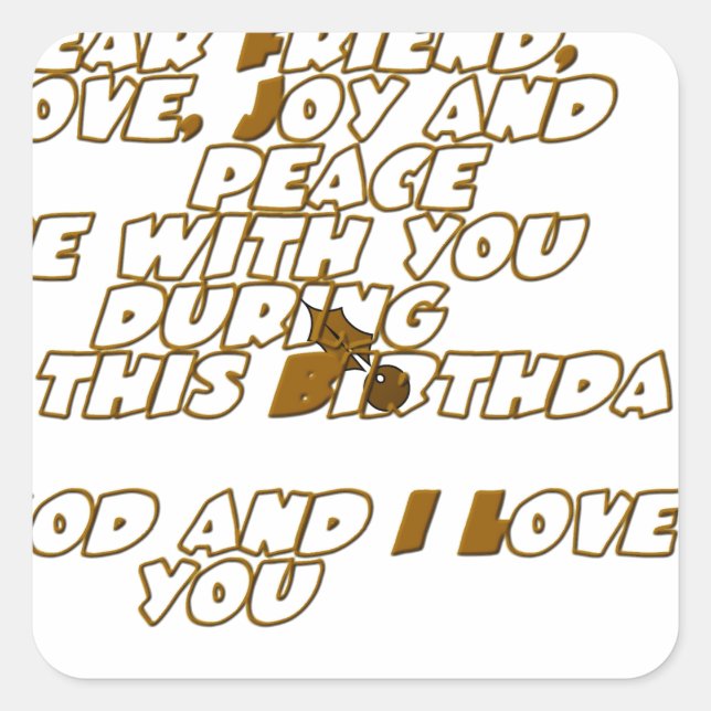Sticker Carré Carte d'anniversaire pour un ami chrétien (Devant)