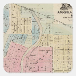 Sticker Carré Carte d'Anoka, comté d'Anoka, Minnesota