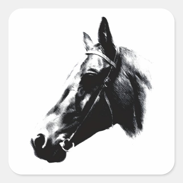 Sticker Carré Carte d'artisanat de dessin de cheval (Devant)