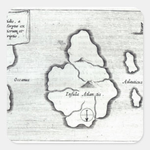 Sticker Carré Carte d'Atlantis, de 'Mundus Subterraneus'
