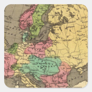 Sticker Carré Carte d'atlas couleur de main de l'Europe