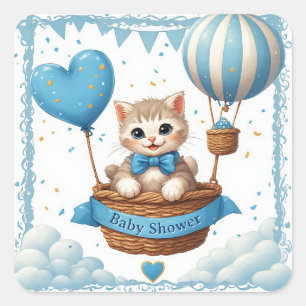 Sticker Carré Carte de bienvenue Bébé Petit Chaton 🐱