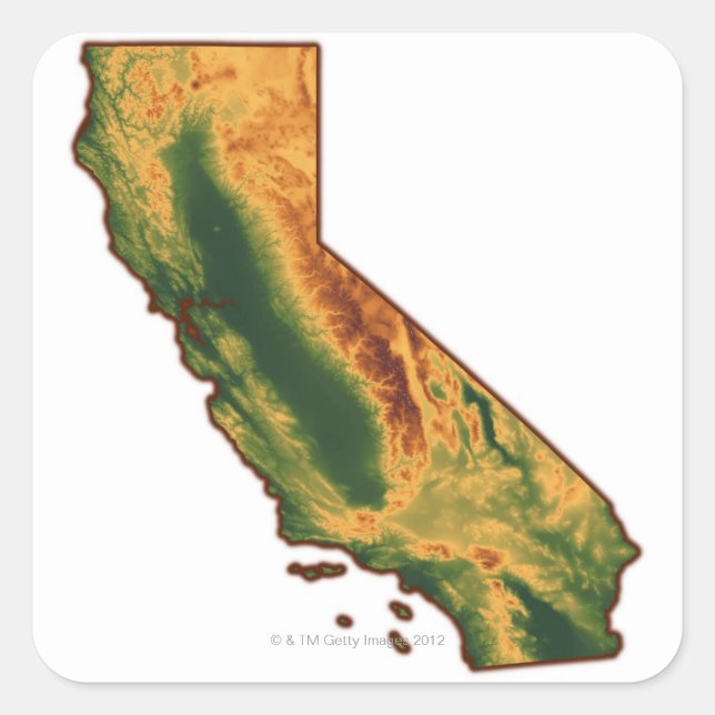 Sticker Carré Carte de Californie 2 (Devant)