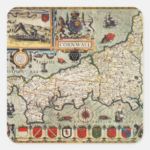 Sticker Carré Carte de Cornouailles