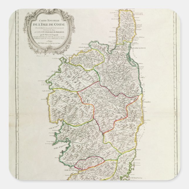 Sticker Carré Carte de Corse (Devant)