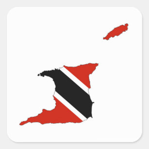 Sticker Carré carte de drapeau de pays du Trinidad Tobago