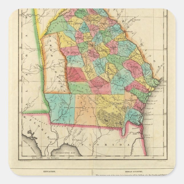 Sticker Carré Carte De Géorgie (Devant)