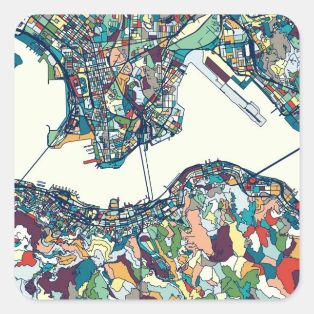 Sticker Carré Carte de Hong Kong, Chine (Devant)