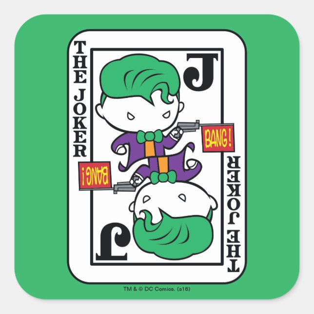 Sticker Carré Carte de jeu Chibi Joker (Devant)