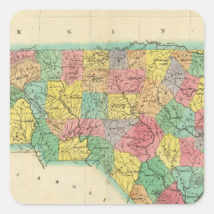 Sticker Carré Carte De La Caroline Du Nord