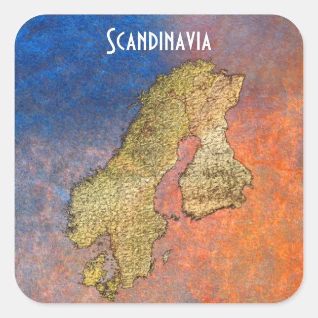 Sticker Carré Carte de la cartographie scandinave (Devant)