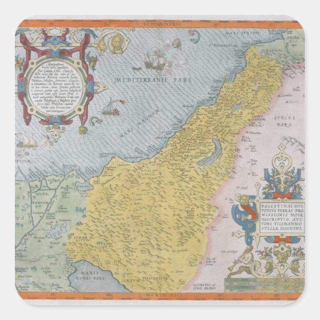 Sticker Carré Carte de la Palestine (Devant)