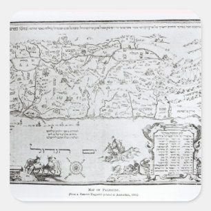 Sticker Carré Carte de la Palestine, d'un Haggadah de pâque
